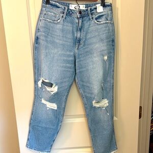 Hollister Women's Ripped Light Blue Ankle Jeans